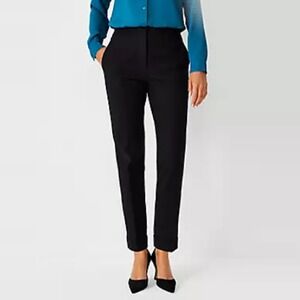 Ann Taylor Ankle Pants 16P 16 Petite Black‎ High Rise Eva Minimalist Career Crop
